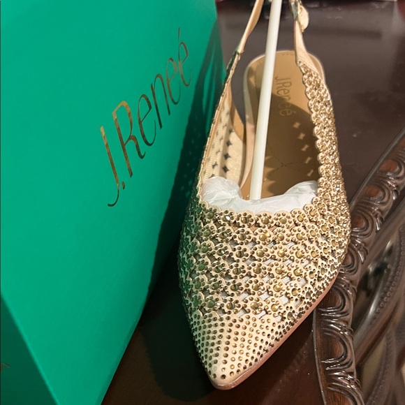 J.Renee Sparkling Gold Slingback Heels - Picture 3 of 7